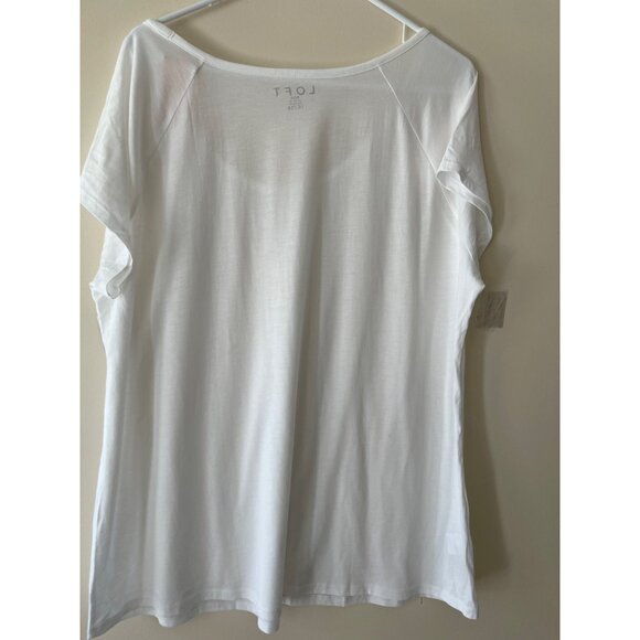 Loft Womens Plus Size White Short Sleeve T-Shirt 16/18 Soft Cotton Blend NEW - Picture 6 of 6